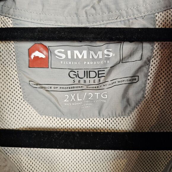 Simms Guide Series Shirt Mens Size 2XL XXL Fishing Vented Roll Tab Long Sleeve - Picture 4 of 11